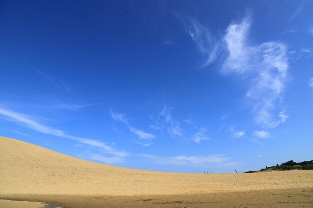 Scenic view of desert against blue sky