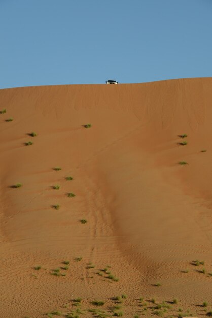 Scenic view of desert against clear sky