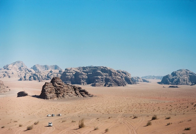 Scenic view of desert against clear sky