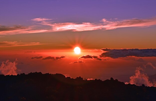 Scenic view of dramatic sky during sunset