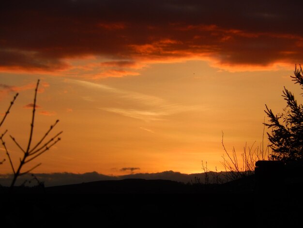 Scenic view of dramatic sky during sunset