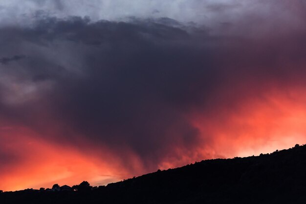 Scenic view of dramatic sky during sunset