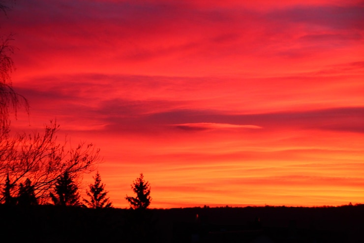 Photo scenic view of dramatic sky during sunset