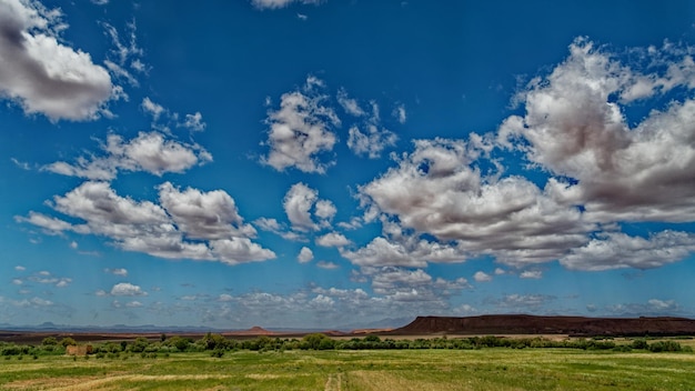 Scenic view of field against blue sky