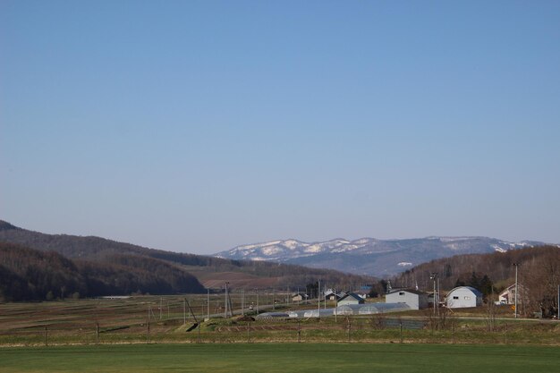 Photo scenic view of field against clear blue sky