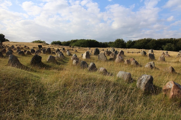 scenic view of field against cloudy sky