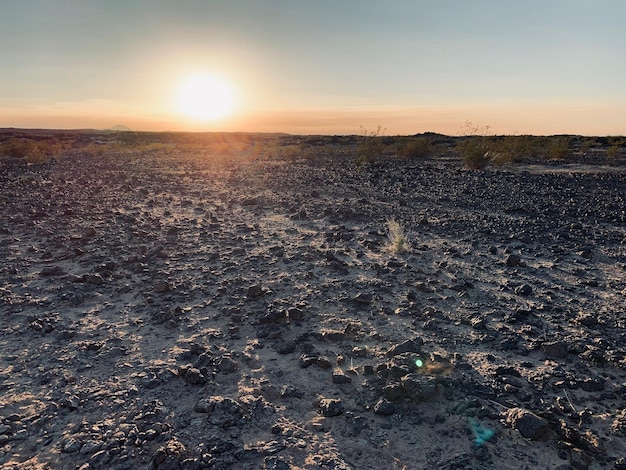 Photo scenic view of field against sky during sunset