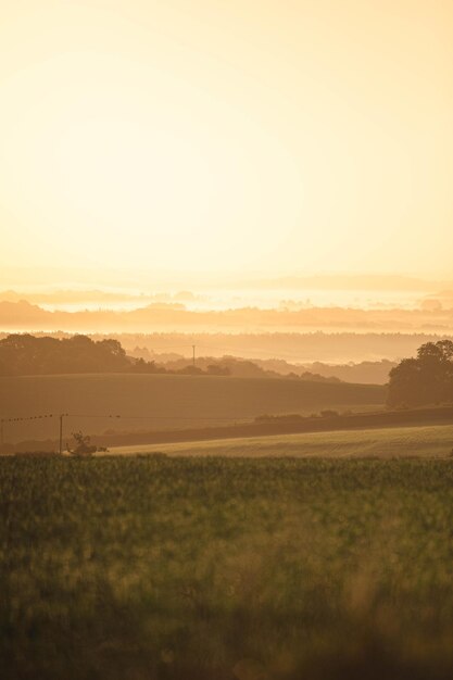 Scenic view of field against sky during sunset