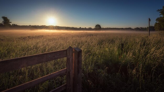 Photo scenic view of field against sky during sunset