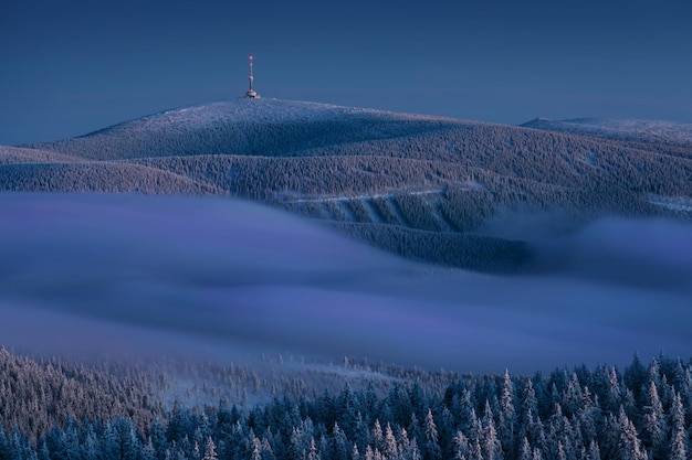 Foto vista panoramica del campo contro il cielo durante l'inverno