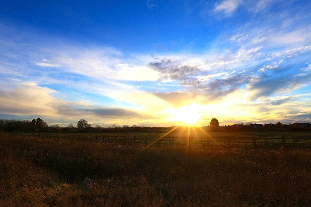 Scenic view of field against sky at sunset