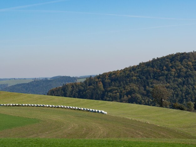 Foto vista panoramica del campo contro il cielo