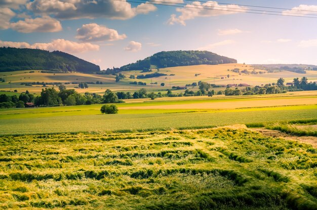 Foto vista panoramica del campo contro il cielo