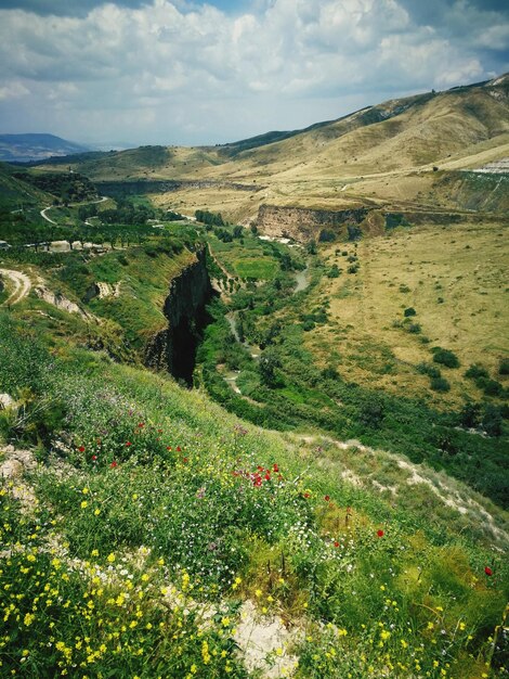 Foto vista panoramica del campo contro il cielo