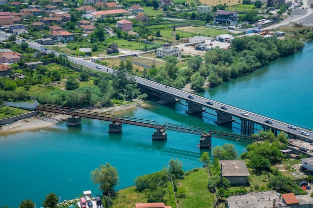 Foto vista panoramica dalla fortezza di rosafa shkoder albania