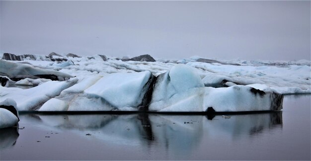 Scenic view of frozen lake against sky