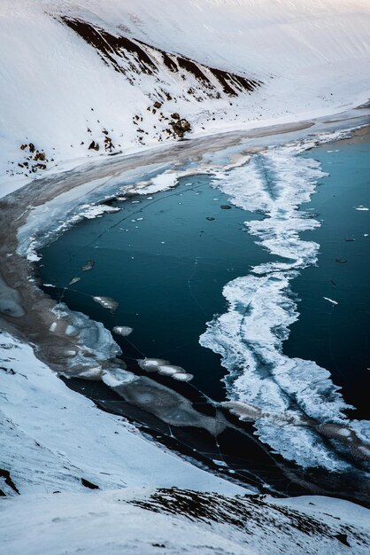 Photo scenic view of frozen sea during winter