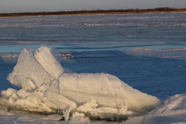 Scenic view of frozen sea during winter