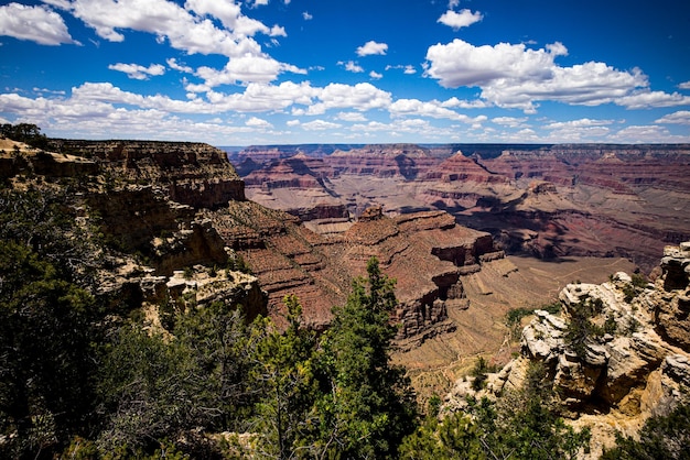 Scenic view of grand canyon overlook panoramic view national park in arizona valley view at dusk