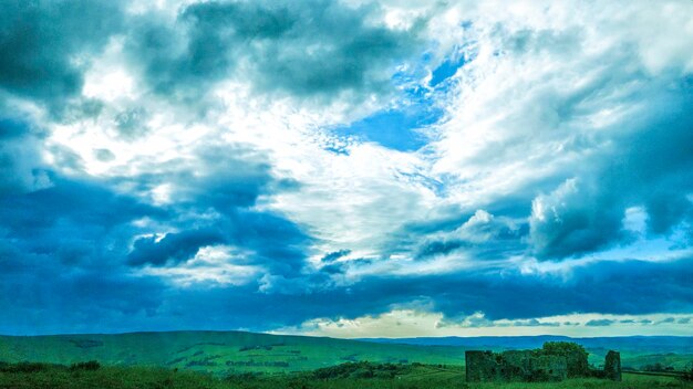 Scenic view of green landscape against sky