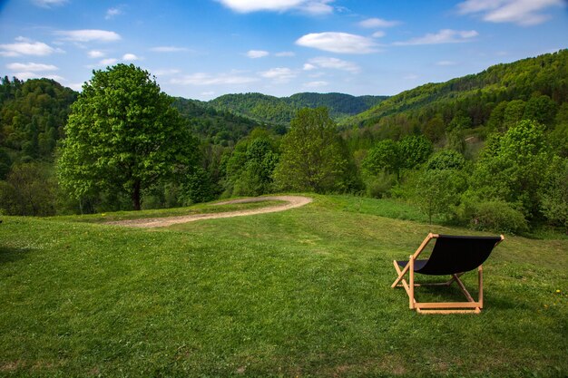 Scenic view of green landscape against sky