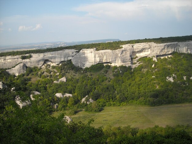 Scenic view of green landscape against sky