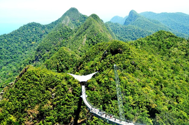 Scenic view of green landscape and mountains