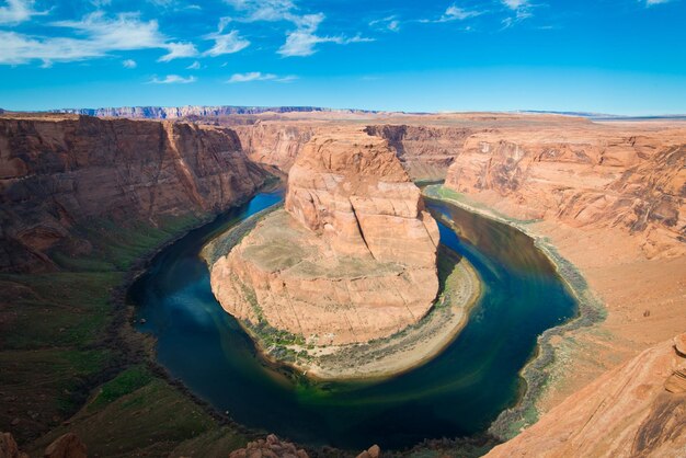 Scenic view of horseshoe bend against sky