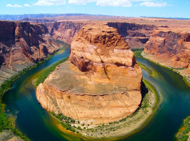 Scenic view of horseshoe bend against sky