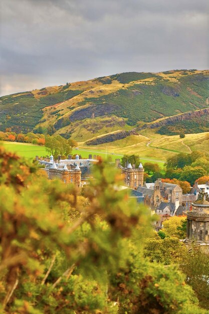 Scenic view of houses and buildings against sky