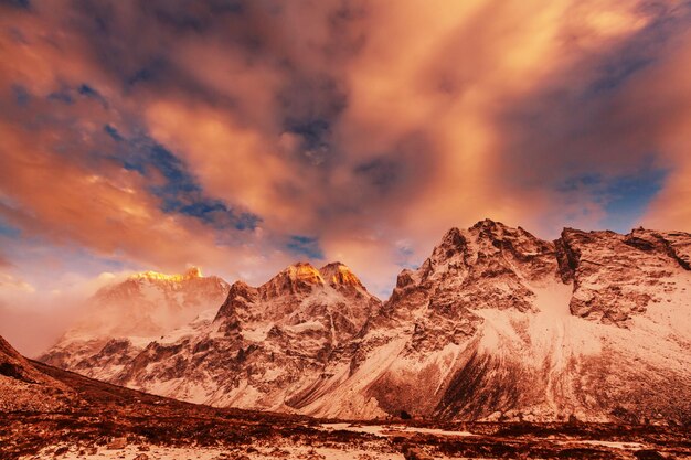 Scenic view of Jannu peak, Kanchenjunga Region, Himalayas, Nepal.