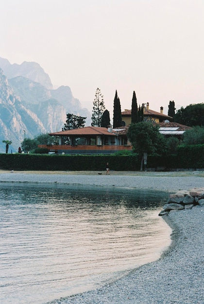 Scenic view of lago di garda in italy shot on 35mm kodak portra 800 film