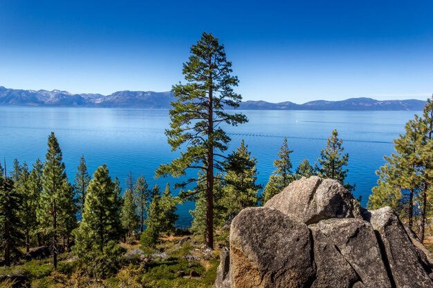 Scenic view of lake against blue sky