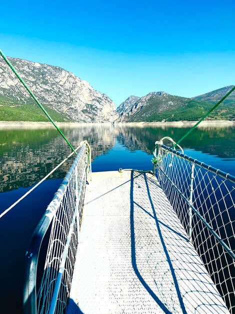 Scenic view of lake against blue sky