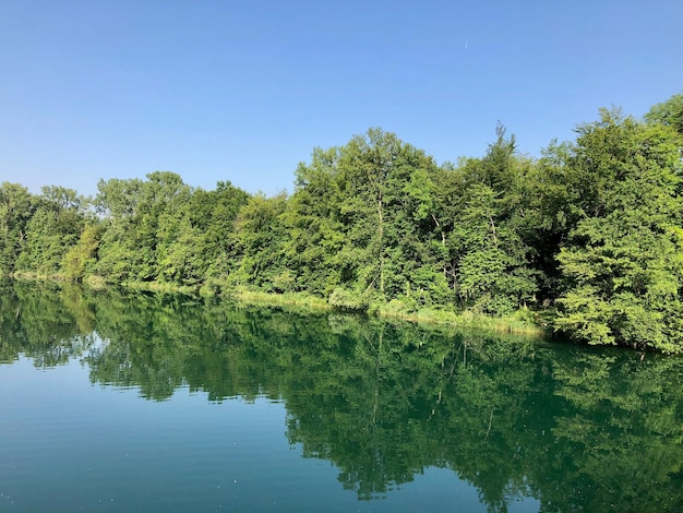 晴れた空に照らされた湖の景色