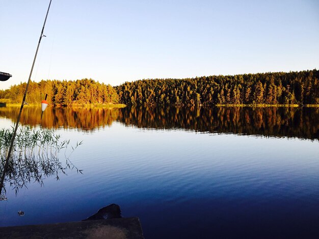 Scenic view of lake against clear sky