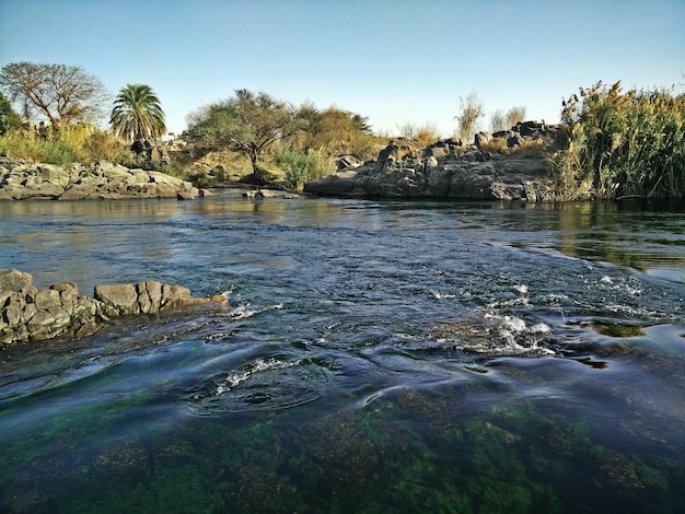 Foto vista panoramica del lago contro un cielo limpido