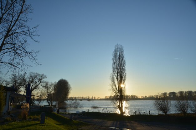 Scenic view of lake against clear sky