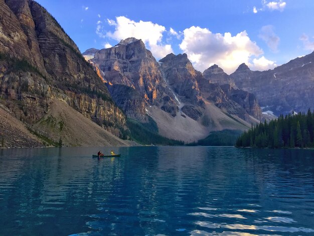 Scenic view of lake against cloudy sky