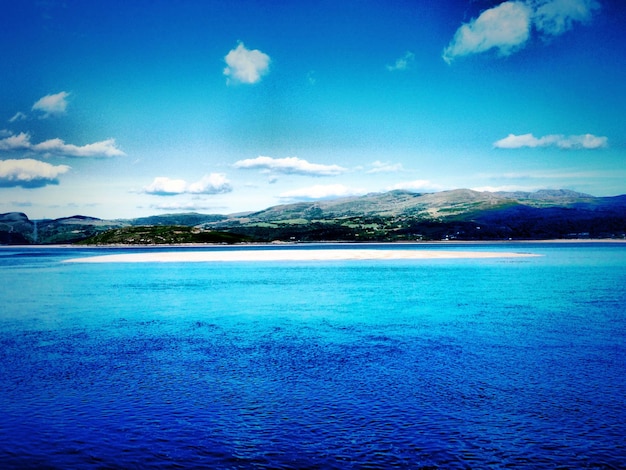 Scenic view of lake against cloudy sky