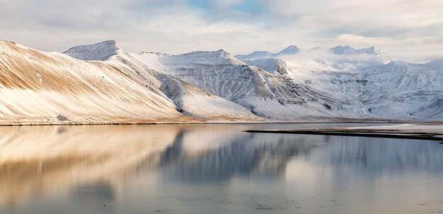 Scenic view of lake against mountain range