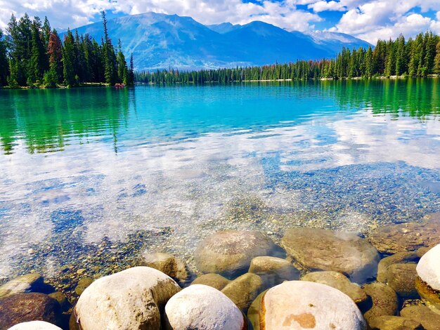 Scenic view of lake against mountain