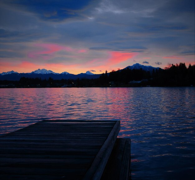 Foto vista panoramica del lago contro il cielo durante il tramonto