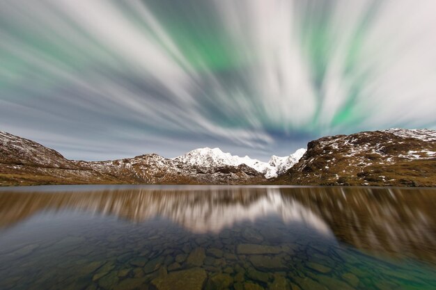 Foto vista panoramica del lago contro il cielo durante l'inverno