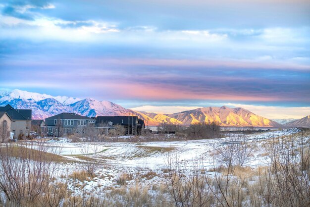 Scenic view of lake against sky during winter