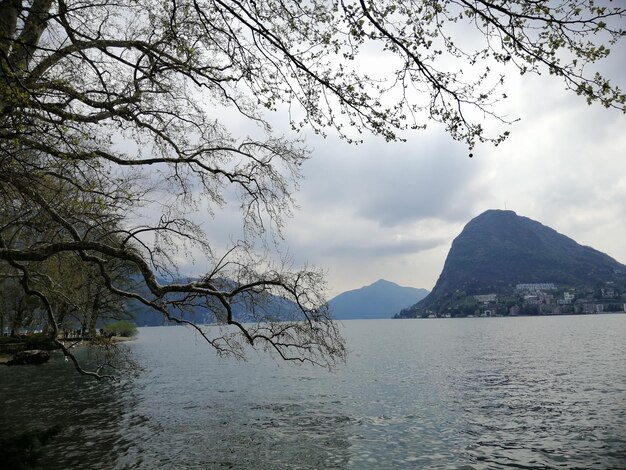 Scenic view of lake against sky