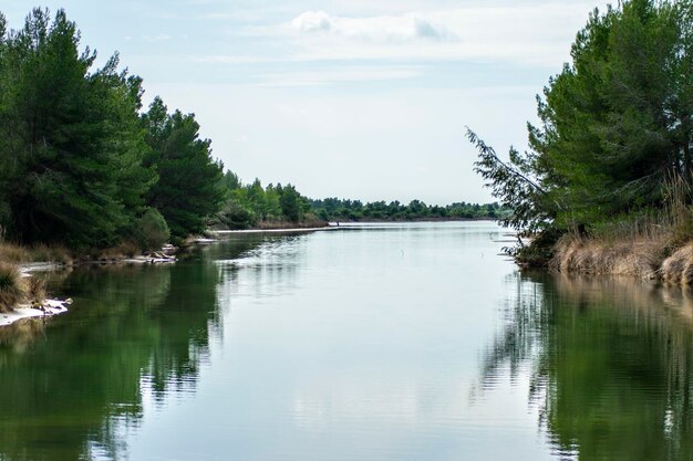 Foto la vista panoramica del lago contro il cielo