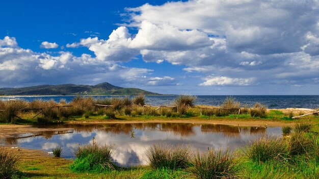 Scenic view of lake against sky