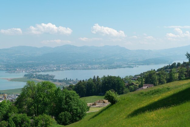 Scenic view of lake against sky