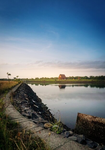 Scenic view of lake against sky